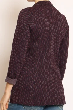 Giacca JIN elasticizzata fiori lurex blu/cherry/rame