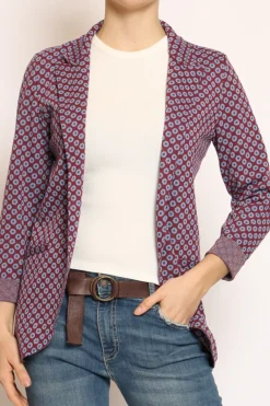 Giacca JIN elasticizzata ottagono lurex cherry/azzurro/rame