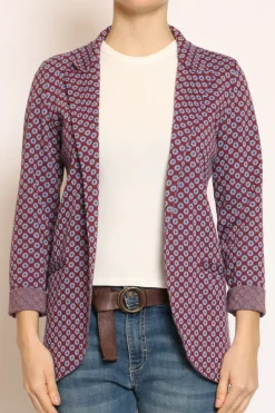 Giacca JIN elasticizzata ottagono lurex cherry/azzurro/rame