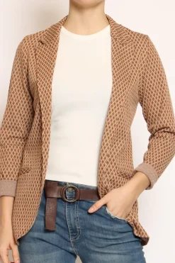 Giacca JIN elasticizzata rombi lurex biscotto/burro/bronzo