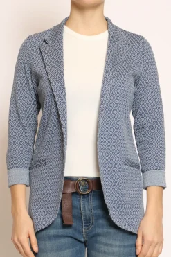 Giacca JIN elasticizzata rombi lurex blu/jeans/latte