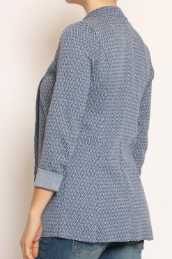 Giacca JIN elasticizzata rombi lurex blu/jeans/latte