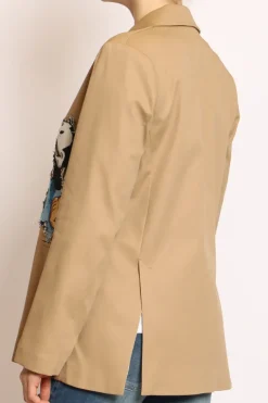 Giacca over patch topo camel