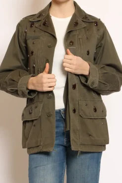 Giacca vintage con applicazioni militare