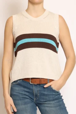 Gilet righe burro/moro/turchese