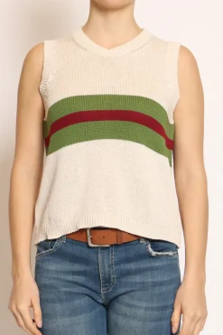 Gilet righe burro/verde/bordeaux