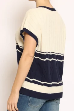 Gilet scollo V burro/blu