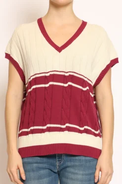 Gilet scollo V burro/vino