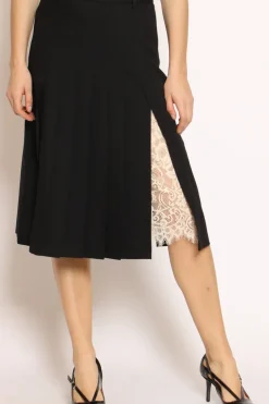 Gonna plisse\' con pizzo nero