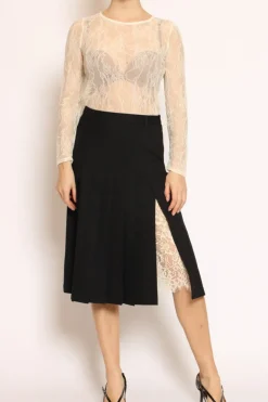 Gonna plisse\' con pizzo nero