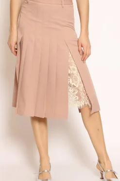 Gonna plisse\' con pizzo rosa
