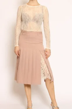 Gonna plisse\' con pizzo rosa