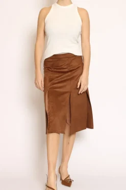 Gonna spacchi suede cuoio