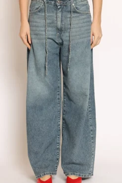 Jeans JELENE wide leg con coulisse denim