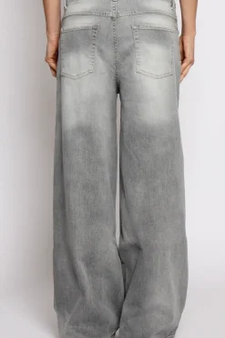 Jeans kami gamba ampia grigio