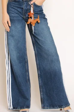 Jeans palazzo con bande laterali denim