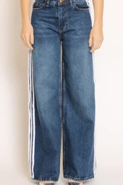 Jeans palazzo con bande laterali denim