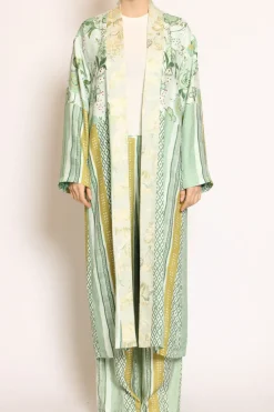 Kimono lungo fantasia acqua/verde/salvia