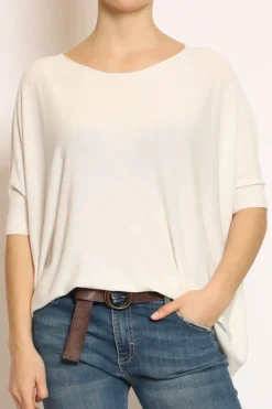 Maglia barca oversize in filo di viscosa off white