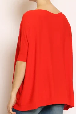 Maglia barca oversize in filo di viscosa campari