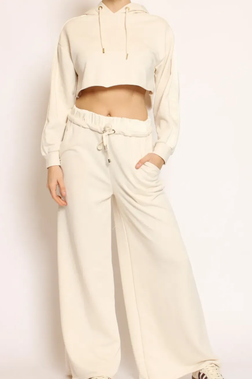 Maglia crop cappuccio burro