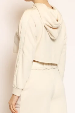 Maglia crop cappuccio burro