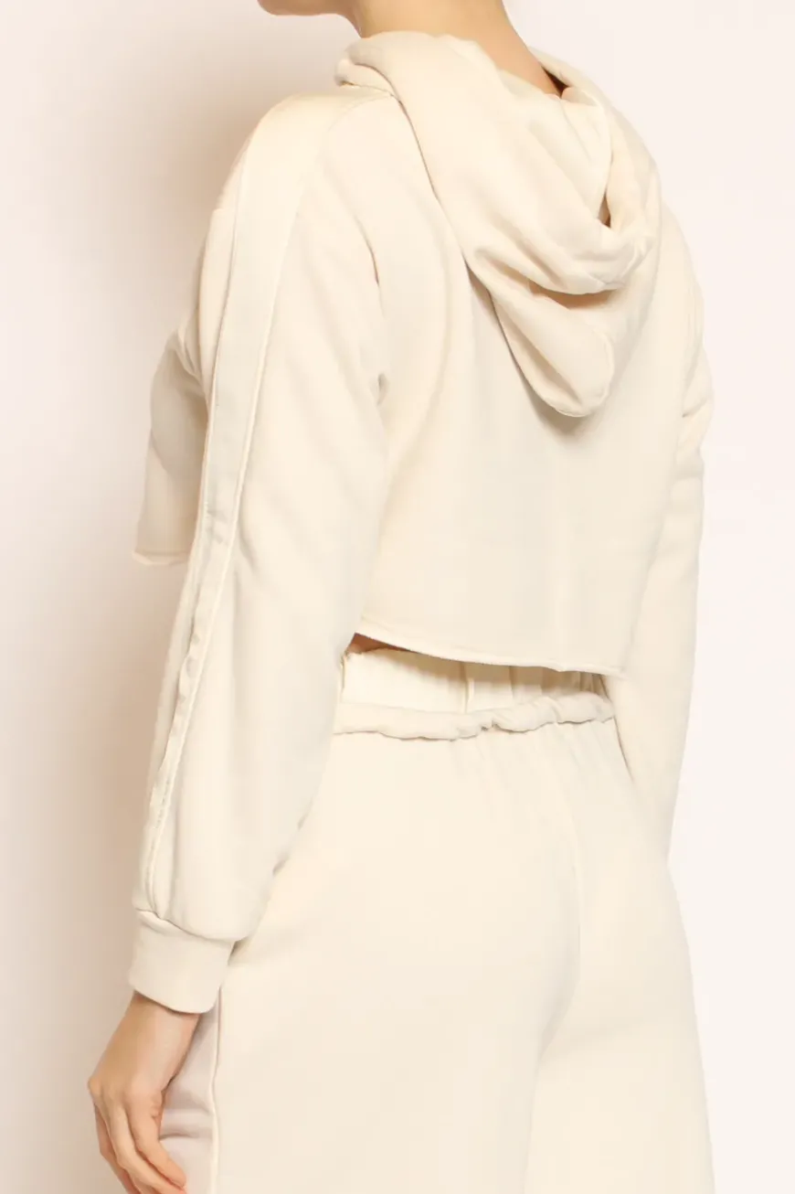Maglia crop cappuccio burro