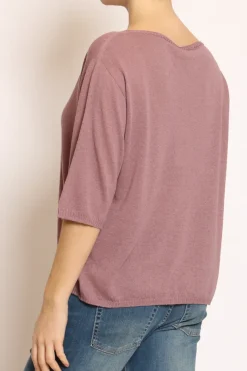 Maglia girocollo manica corta malva