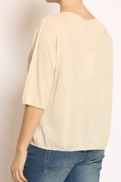 Maglia girocollo manica corta crema