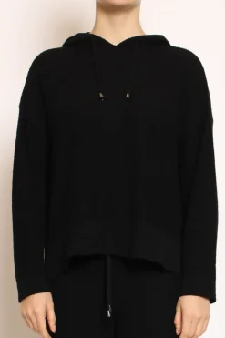 Maglia in bouclu00e8 elasticizzato con cappuccio nero