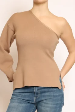 Maglia monospalla avana