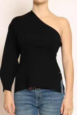 Maglia monospalla nero