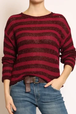 Maglia righe traforata in lurex ribes