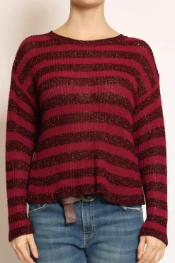 Maglia righe traforata in lurex ribes