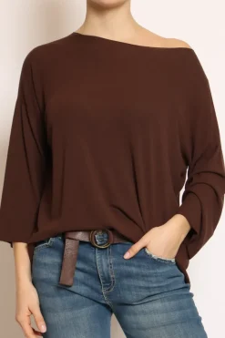 Maglia scatola oversize cioccolato