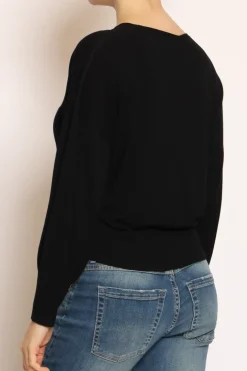 Maglia scollo v in filo di viscosa nero