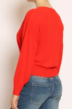 Maglia scollo v in filo di viscosa campari