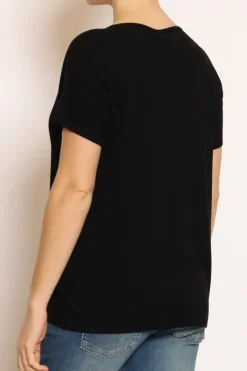 Maglia scollo v in filo di viscosa nero