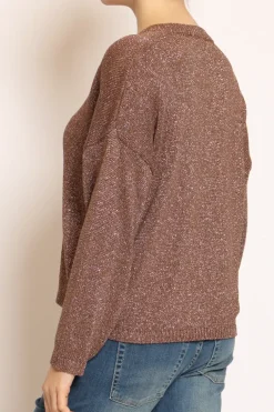 Maglia scollo v in lurex cacao