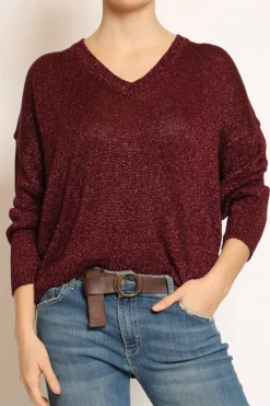Maglia scollo v in lurex ribes