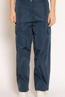 Pantalone cargo tessuto parachute blu
