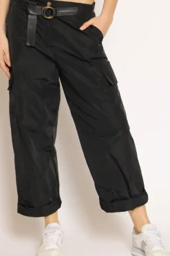 Pantalone cargo tessuto parachute nero