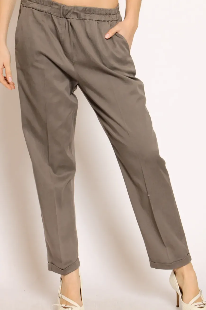 Pantalone elastico vita moro