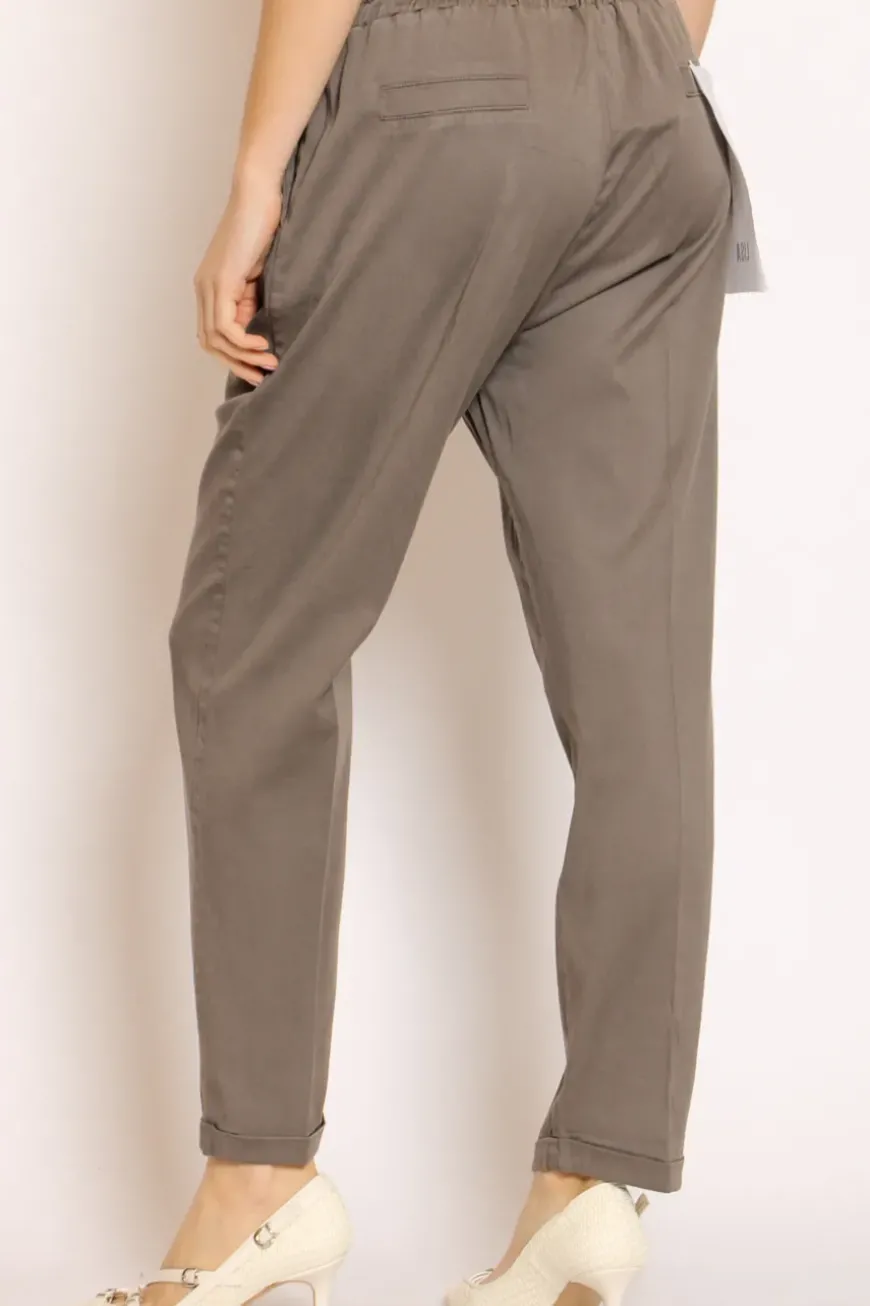 Pantalone elastico vita moro