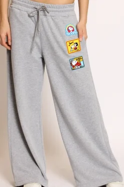 Pantalone felpa patch Snoopy grigio
