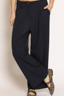 Pantalone GESSY con risvolto tessuto comfort elasticizzato blu