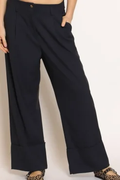 Pantalone GESSY con risvolto tessuto comfort elasticizzato blu