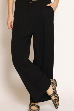 Pantalone GESSY con risvolto tessuto comfort elasticizzato nero