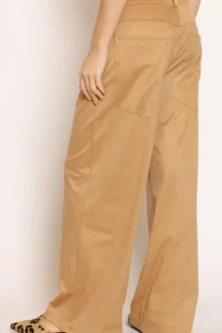 Pantalone GIUSI wide leg effetto suede beige