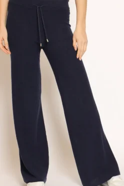 Pantalone in bouclu00e8 elasticizzato con coulisse blu